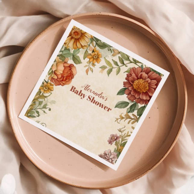 Terracotta Floral Baby in Bloom Baby Dusche Serviette (Von Creator hochgeladen)