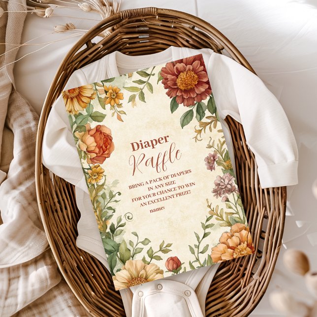 Terracotta Floral Baby in Bloom Diapper Raffle Begleitkarte (Von Creator hochgeladen)