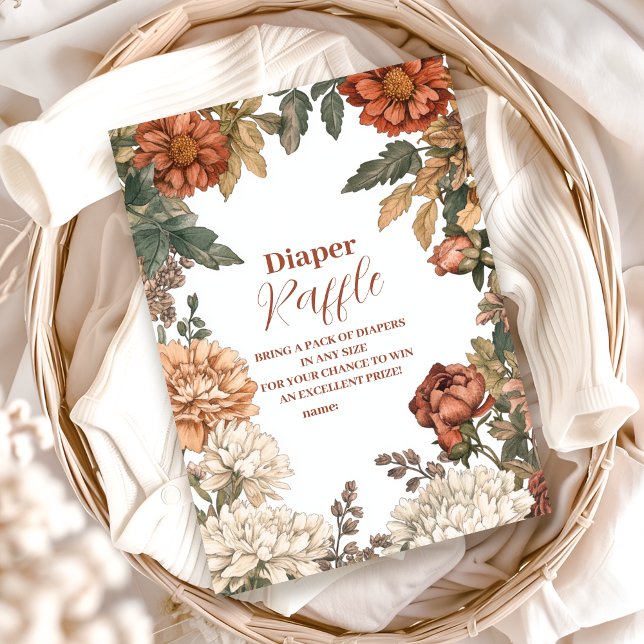 Terracotta Floral Baby in Bloom Diapper Raffle Begleitkarte (Von Creator hochgeladen)