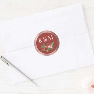 Terracotta Floral Blues Pink Weihnachtscreme Runder Aufkleber