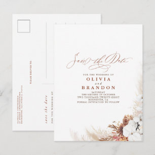 Terracotta Floral Boho Exotic Save the Date Ankündigungspostkarte