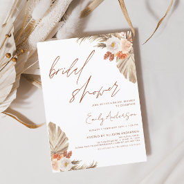 Terracotta Floral Boho Pampas Grass Brautparty Einladung