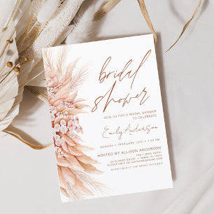 Terracotta Floral Boho Pampas Grass Brautparty Einladung