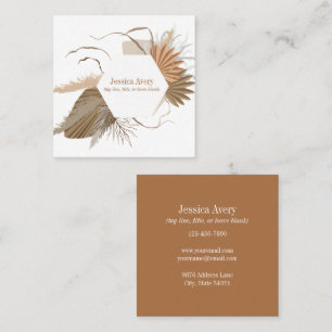 Terracotta Floral Boho Tropical Quadratische Visitenkarte