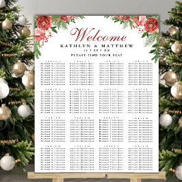 Terracotta Floral Bough Wedding 16 Table Seating Poster