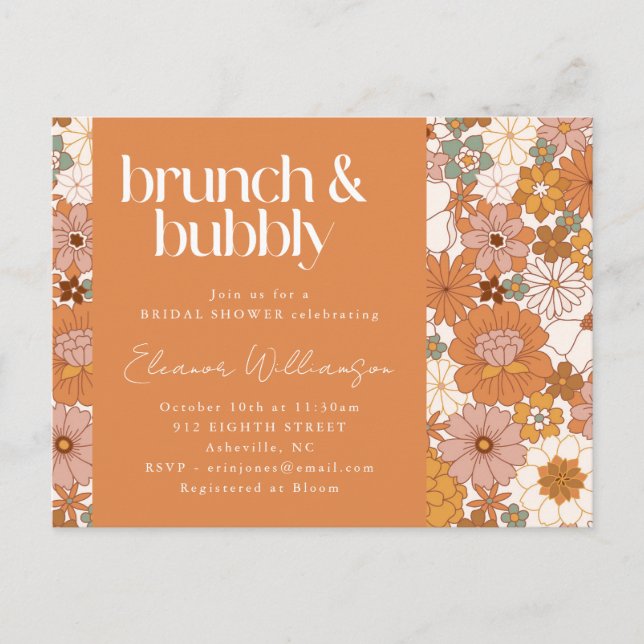 Terracotta Floral Brunch Bridal Shower Warm Earthy Postkarte (Vorderseite)