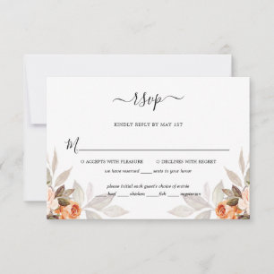 Terracotta Floral Burnt Orange Boho Hochzeit im He RSVP Karte