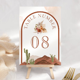Terracotta Floral Desert Cactus Wedding Tischnummer