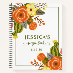 Terracotta Floral Dusche Rezept Notizbuch