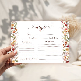 Terracotta Floral Fall Bridal Shower Recipe Card Begleitkarte