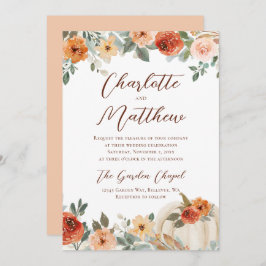 Terracotta Floral Fall Pumpkin Wedding Einladung