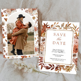 Terracotta Floral Foto Wedding Save The Date