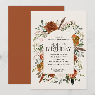 Terracotta floral Geburtstag moderne rustikale Einladung