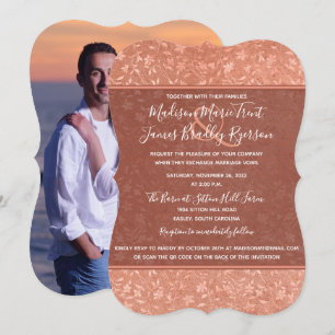 Terracotta Floral, Herzblüten Weintrauben Einladun Einladung