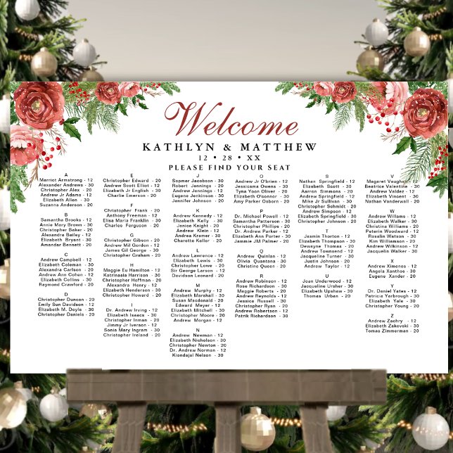Terracotta Floral Hochzeit Alphabetisches Sitzen Poster (Von Creator hochgeladen)