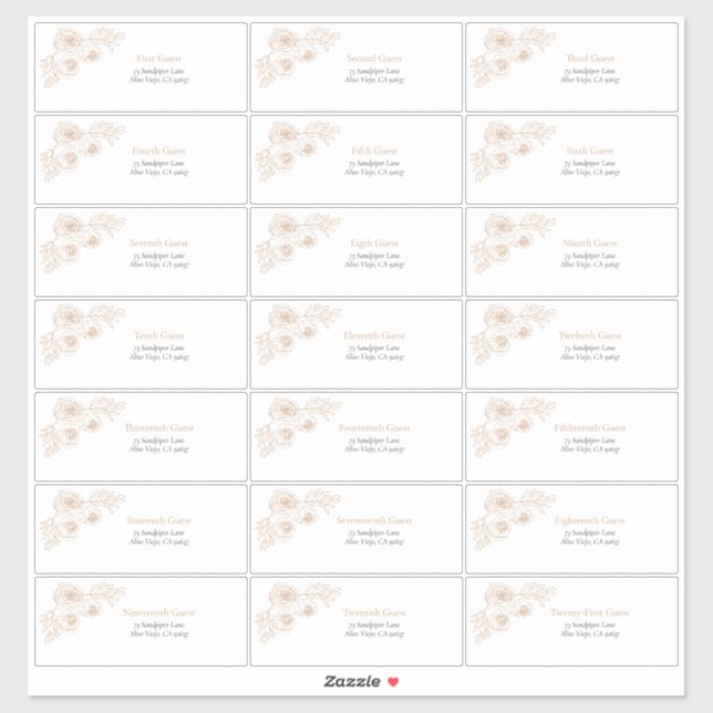 Terracotta Floral Line Art Guest Anschrift Aufkleber (Blatt)