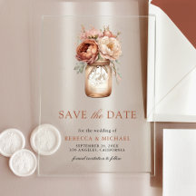 Terracotta Floral Mason Jar Wedding Retten Sie das