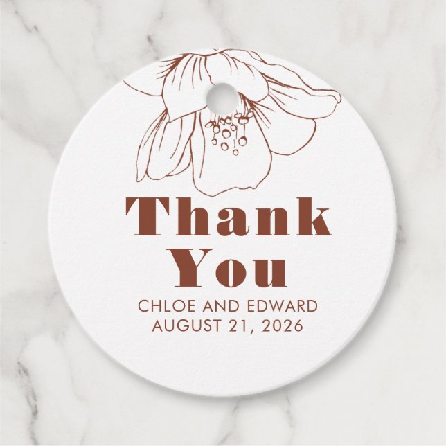 Terracotta Floral Minimalistisch Modern Vielen Dan Geschenkanhänger (Vorderseite)