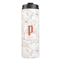 Terracotta Floral Monogram Name Thermal Tumbler