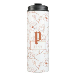Terracotta Floral Monogram Name Thermal Tumbler Thermosbecher