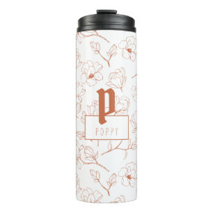 Terracotta Floral Monogram Name Thermal Tumbler Thermosbecher