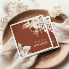 Terracotta Floral Pampas Grass Baby Dusche Napkins Serviette