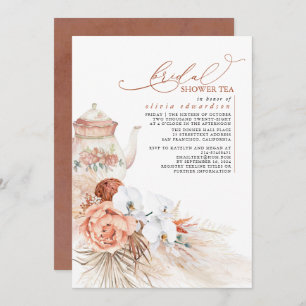 Terracotta Floral Pampas Grass Brautparty Tee Einladung