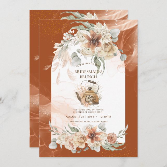 Terracotta Floral Pampas Grass BRIDESMAID'S LUNCH (Vorne/Hinten)