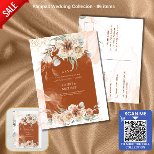 Terracotta Floral Pampas Grass UAWG WEDD Postkarte