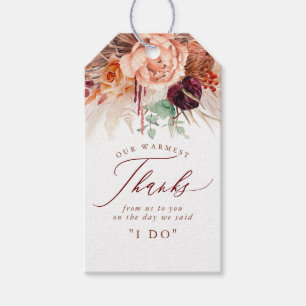 Terracotta Floral Pampas Grass Wedding Gift Tags Geschenkanhänger