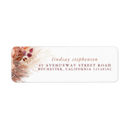 Terracotta Floral Pampas Grass Wedding Label