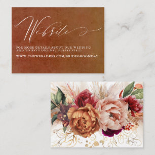 Terracotta Floral Pampas Grass Wedding Website Visitenkarte