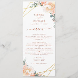 Terracotta Floral Peach Gold Hochzeit Empfang Menükarte