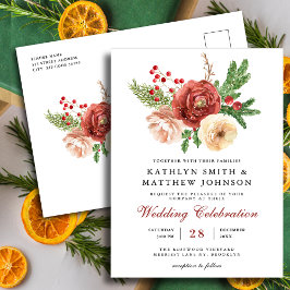 Terracotta Floral Pine Bough Foliage Einladungspostkarte