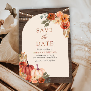 Terracotta Floral Pumpkin Barn Wood Wedding Save The Date