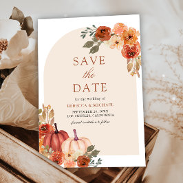 Terracotta Floral Pumpkin Wedding Save The Date