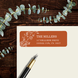 Terracotta Floral Rustic Elegant Return Address