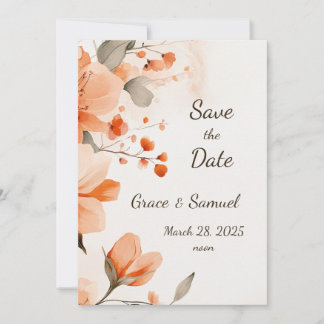 Terracotta Floral Save the Date Einladung
