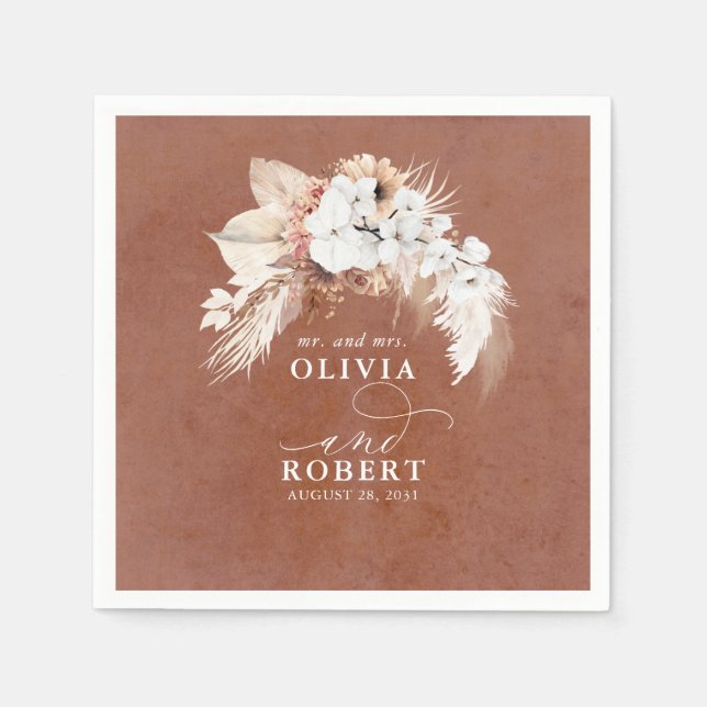 Terracotta Floral Serviette (Vorderseite)