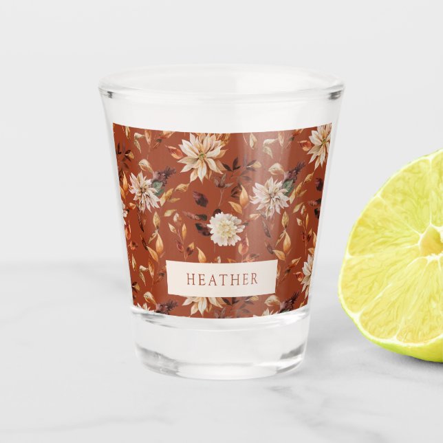 Terracotta Floral Shot Glass Schnapsglas (Vorderseite)