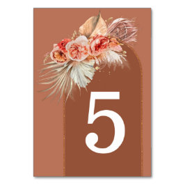 Terracotta Floral Tischnummer Cards