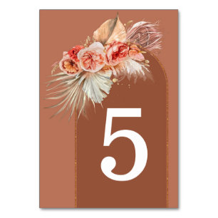 Terracotta Floral Tischnummer Cards