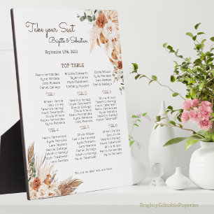 Terracotta Floral Wedding Chart Fotoplatte