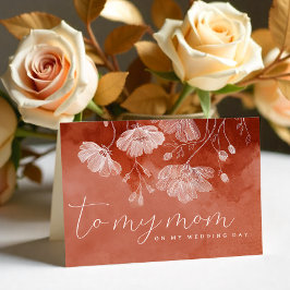 Terracotta Floral Wedding Day Card - Für meine Mam Dankeskarte
