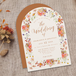 Terracotta Floral Wedding Einladung