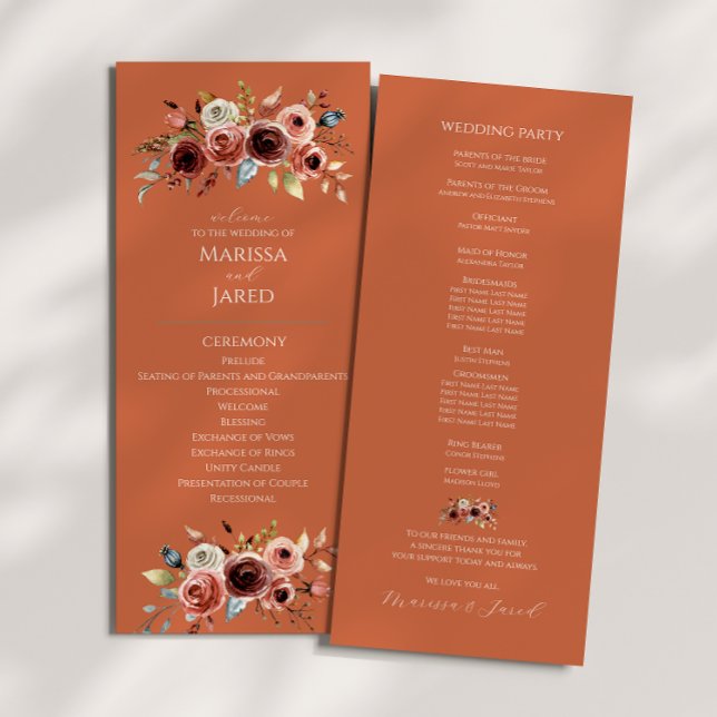 Terracotta Floral Wedding Program Programm (Von Creator hochgeladen)