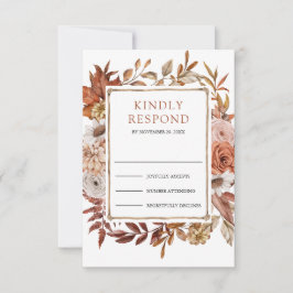 Terracotta Floral Wedding RSVP Karte