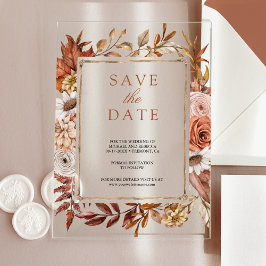 Terracotta Floral Wedding Save the Date Acryleinladungen