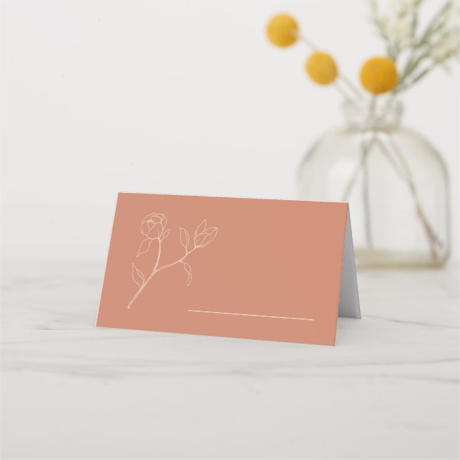 Terracotta Floral Wedding Table Platzkarte (Vorderseite)
