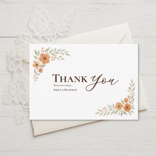Terracotta Floral Wedding Thank You Card (Von Creator hochgeladen)